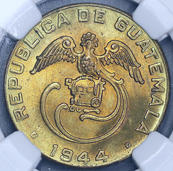 1944 NGC MS 65 Guatemala 2 Centavos Quetzal Mint State Coin POP 4/0 (1 –  Caesar's Ghost Numismatics